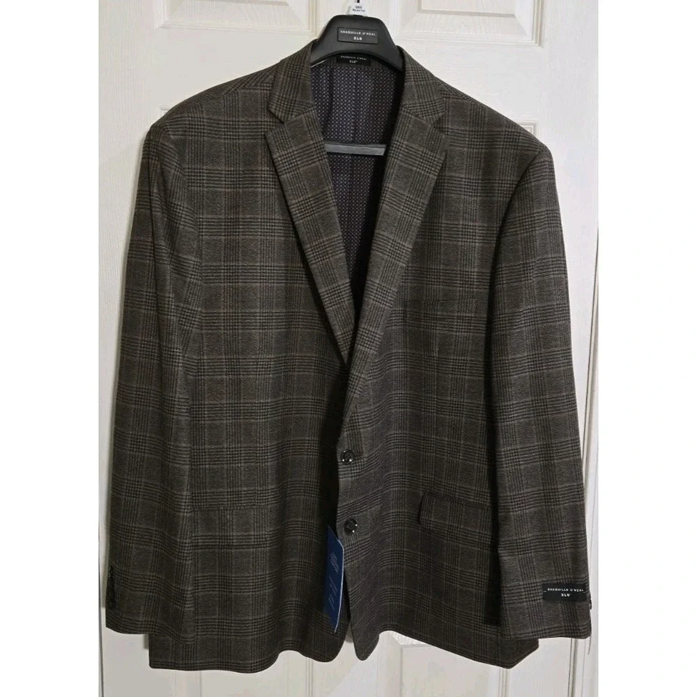 Shaquille O'Neal Suit Jacket 58 REGULAR Sport Coat Brown Stretch NEW